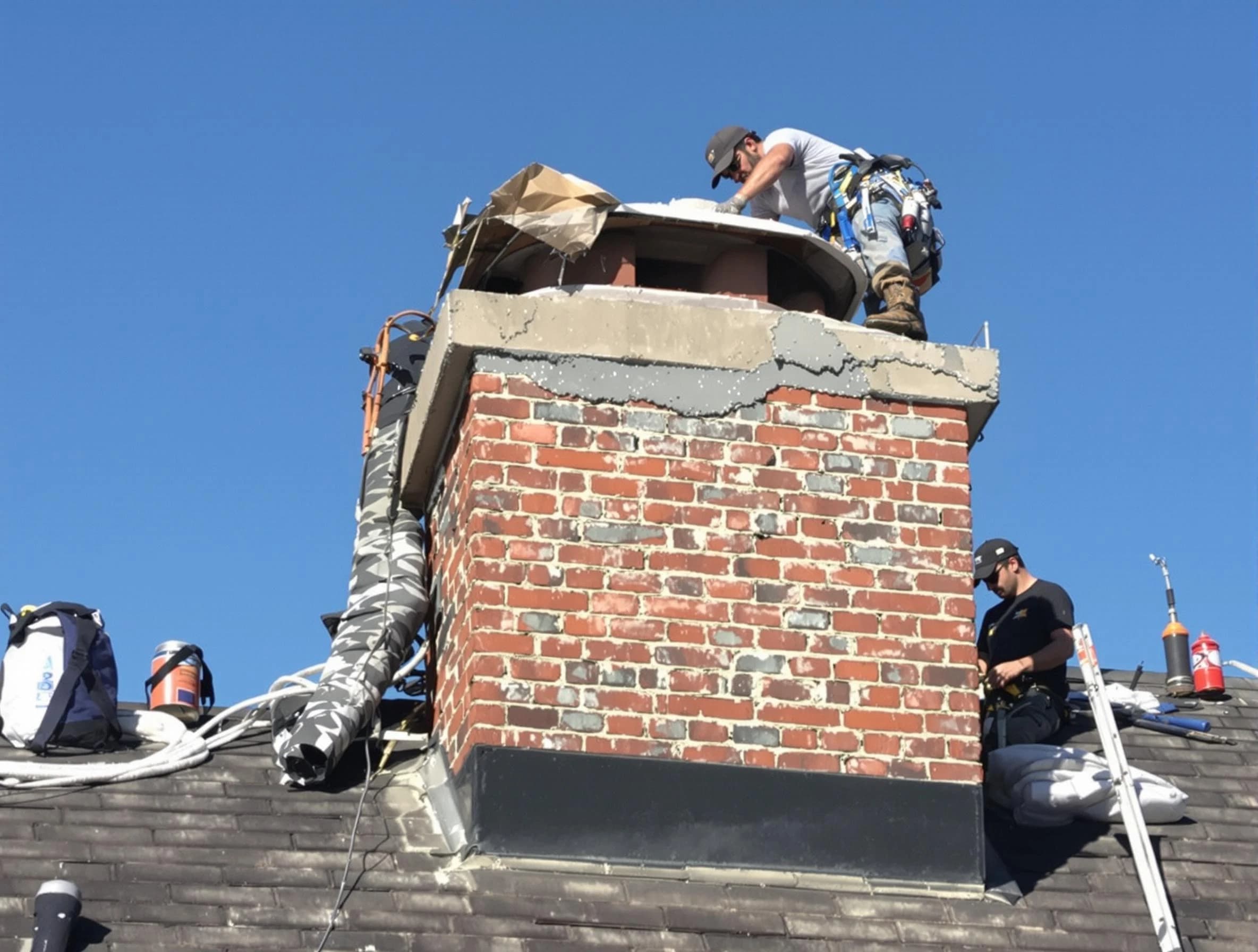 Kearns Chimney Sweep installing a custom chimney crown in Kearns, UT