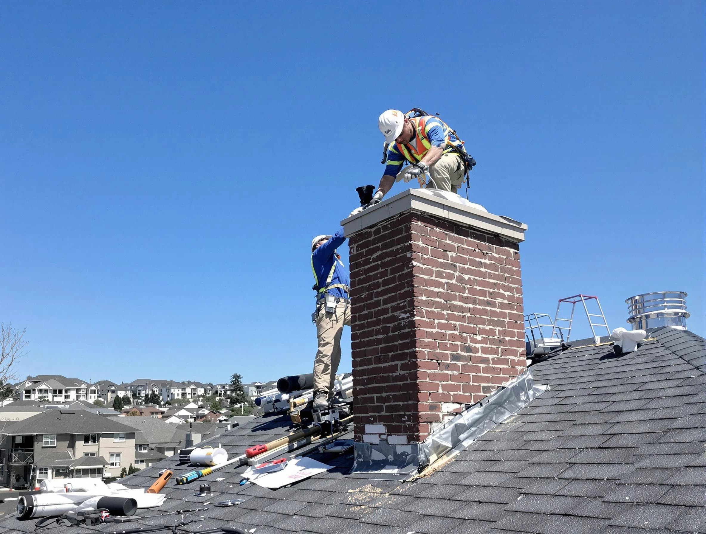 Kearns Chimney Sweep repairing a chimney crown in Kearns, UT