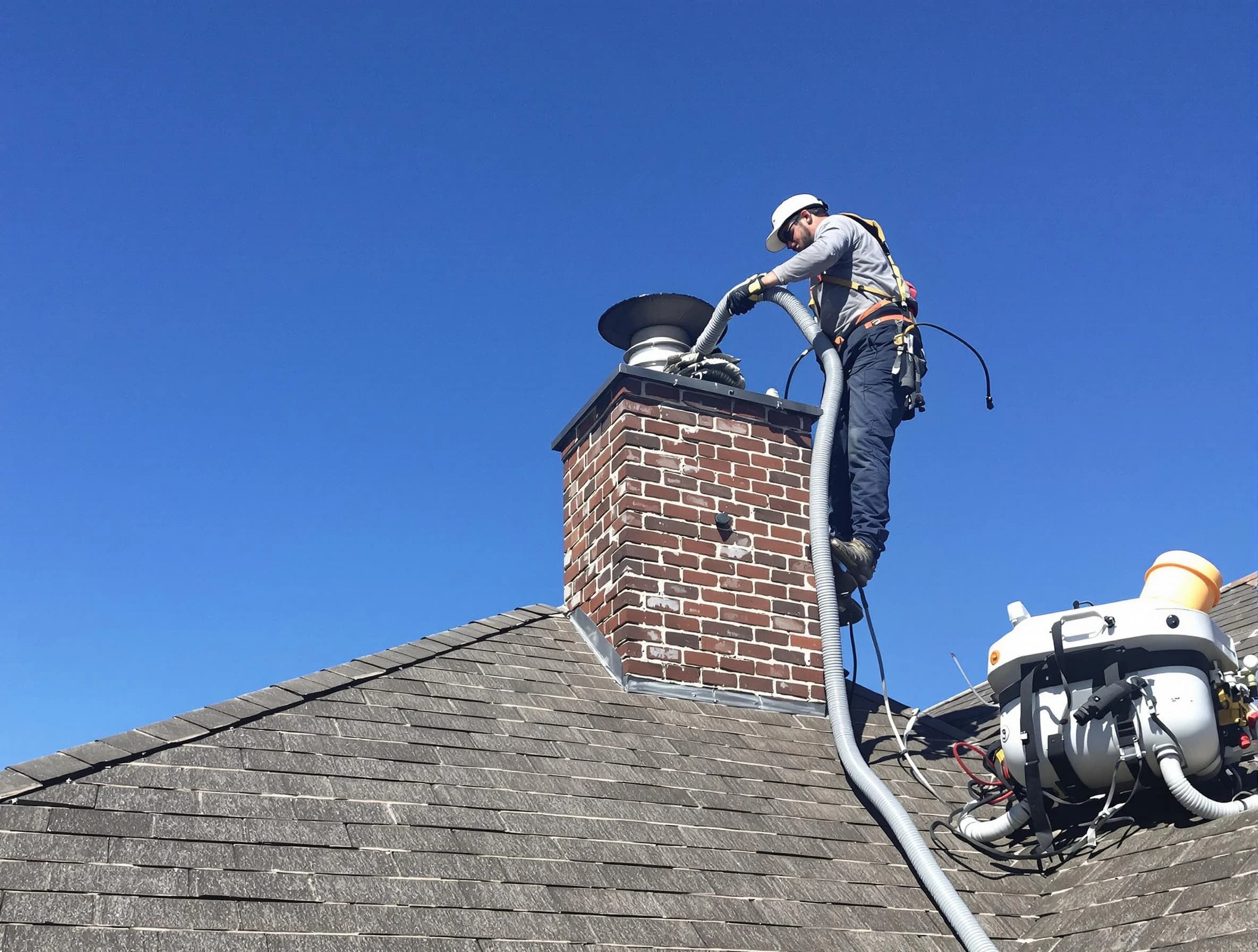 Dedicated Kearns Chimney Sweep team member cleaning a chimney in Kearns, UT