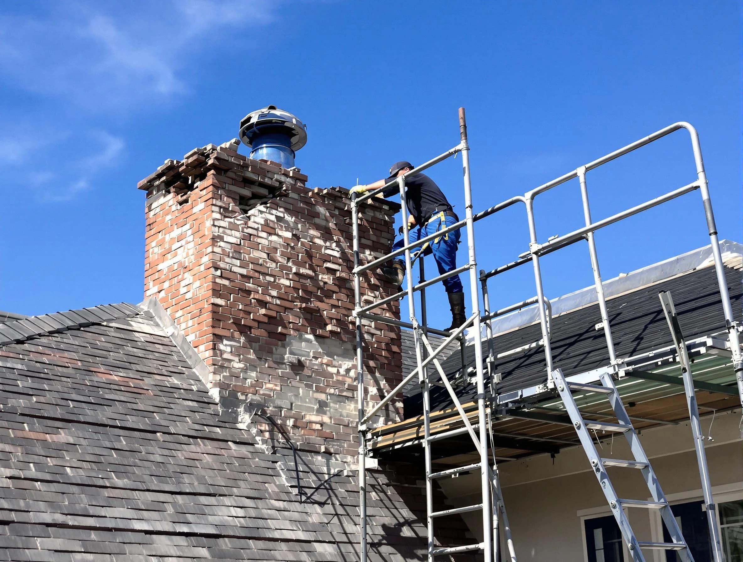 Rebuilding a chimney structure by Kearns Chimney Sweep in Kearns, UT