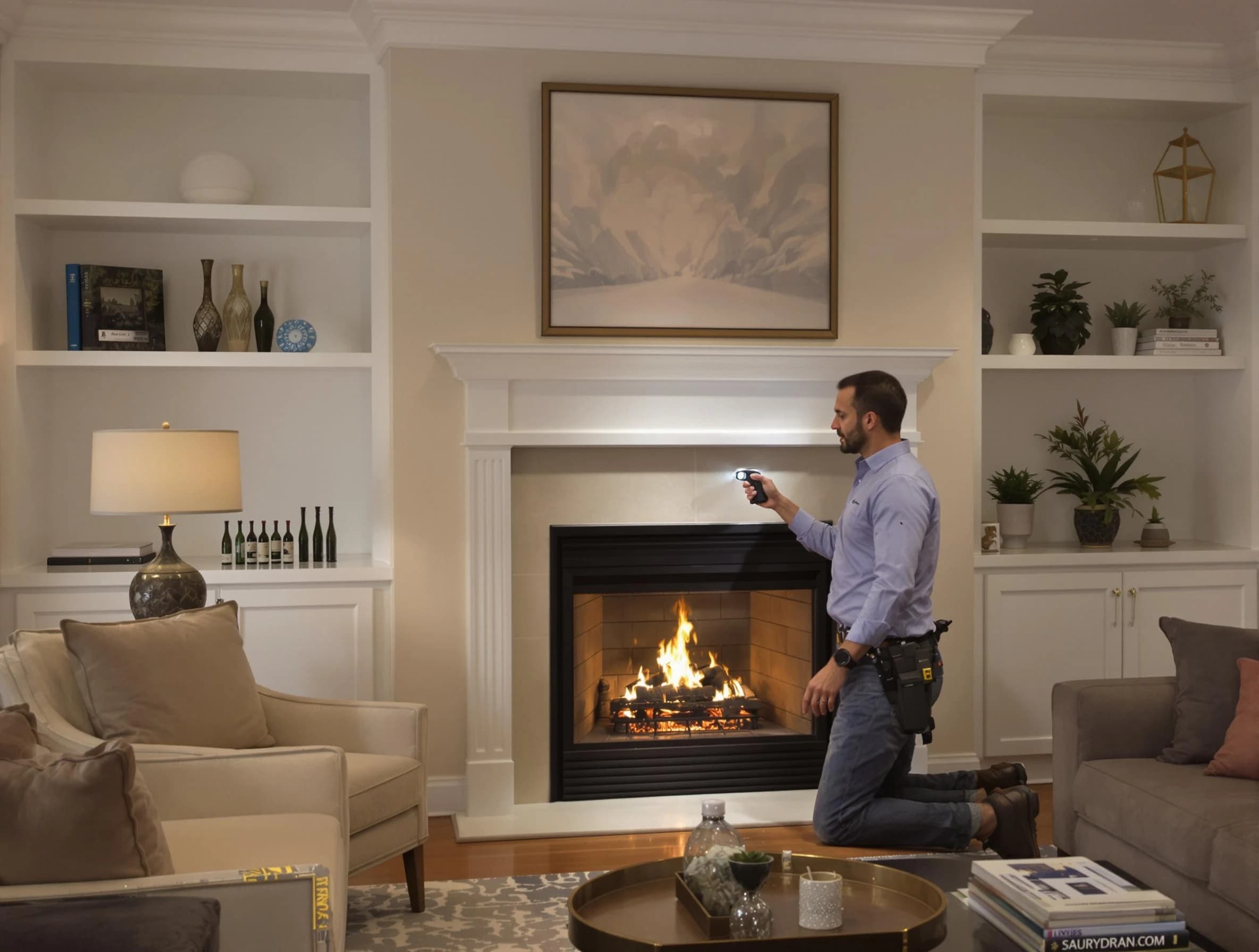 Kearns Chimney Sweep conducting a fireplace safety inspection in Kearns, UT