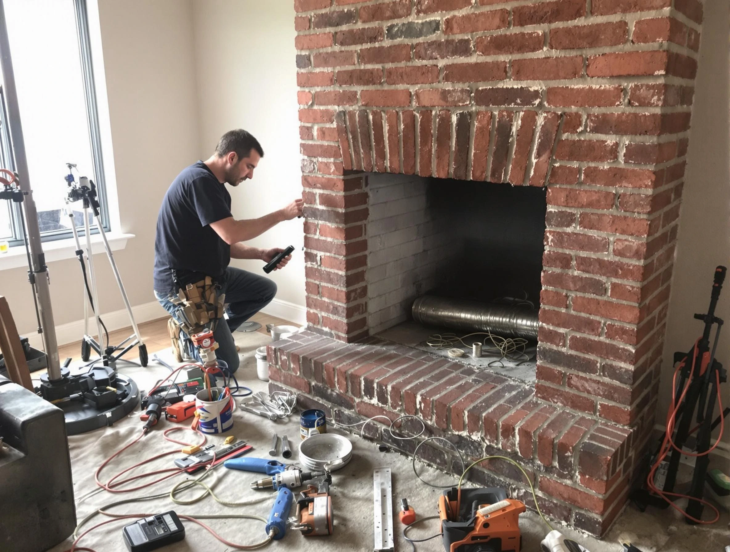 Kearns Chimney Sweep specialist finalizing chimney liner service in Kearns, UT
