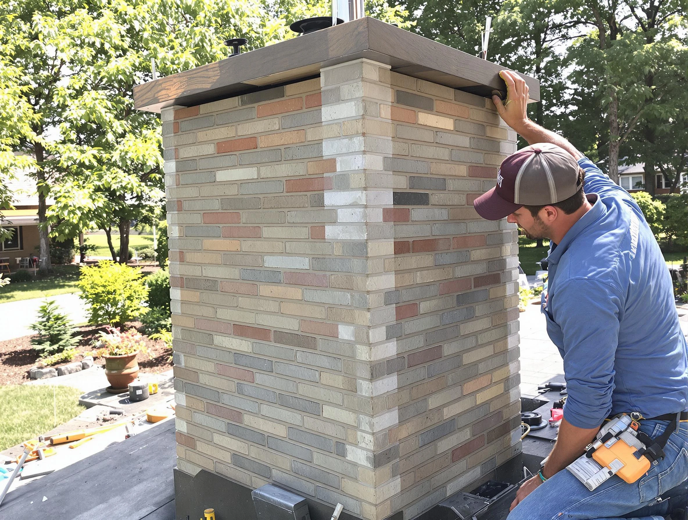 Kearns Chimney Sweep completing a modern chimney remodel in Kearns, UT