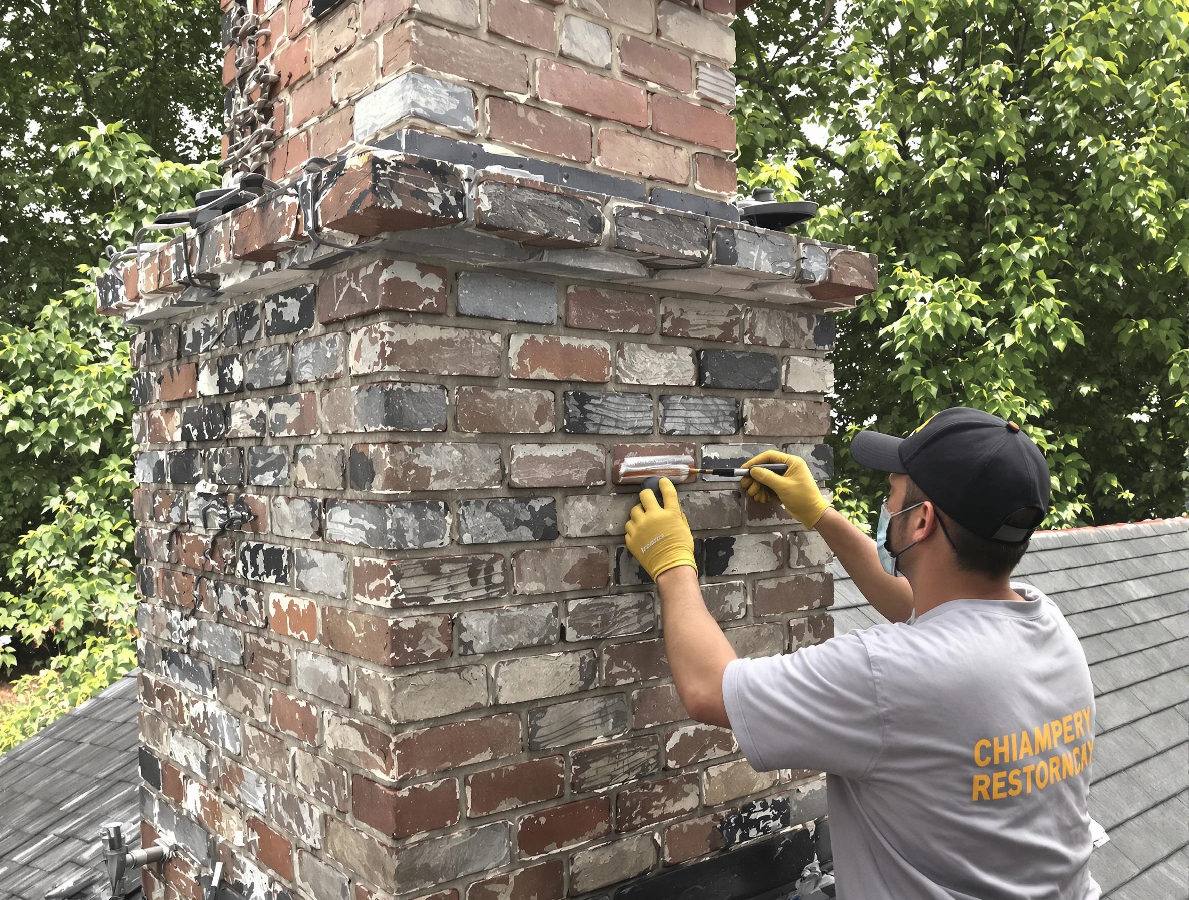 In-progress chimney restoration by Kearns Chimney Sweep in Kearns, UT
